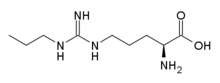 Stereo, skeletal formula of N-propyl-L-arginine (S)