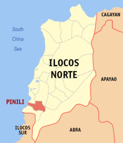 Map of Ilocos Norte with Pinili highlighted