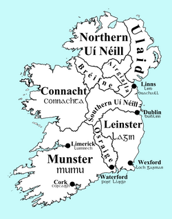 Map of Ireland's over-kingdoms circa 900 AD.