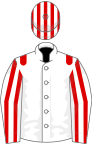 White, Red epaulets, striped sleeves and cap