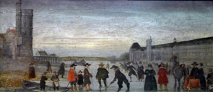 Ice skaters on the Seine in 1608