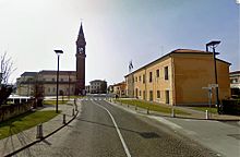 A road and buildings in Tezze sul Brenta, Italy