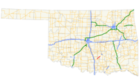 A map showing the Chickasaw Turnpike within Oklahoma.