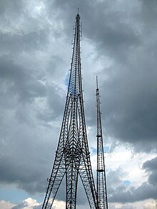 A television tower with an ichthus design in its lattice supports