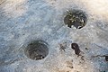 close up of grinding holes