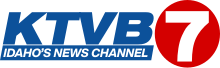In blue, wide letters KTVB, italicized, with a blue bar below containing the words "Idaho's News Channel" in white. Next to that is a white 7 in a red circle.
