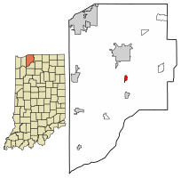 Location of Kingsbury in LaPorte County, Indiana.