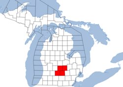 Location of the Lansing–East Lansing–Owosso MSA
