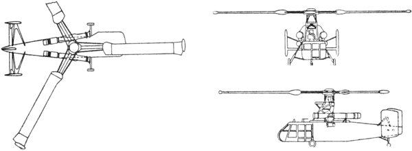 3-view line drawing of the McDonnell XHCH-1