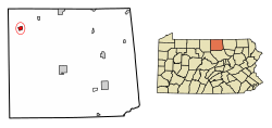 Location of Westfield in Tioga County, Pennsylvania.