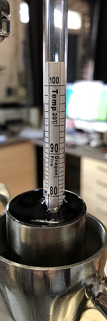An alcohol meter in a still