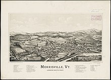 1889 depiction of Morrisville, Vermont