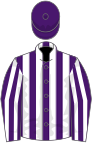 Purple and white stripes, purple cap