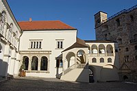 The 17th-century Renaissance Lorántffy loggia in the Castle of Sárospatak, Borsod-Abaúj-Zemplén County, Hungary