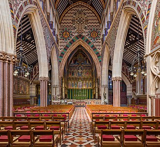 Gothic Revival - Interior of the All Saints, London, 1850–1859, by William Butterfield[36]