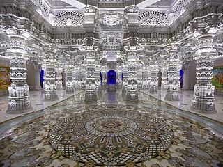 Swaminarayan Akshardham in Robbinsville, New Jersey, U.S., is the world’s second-largest Hindu temple and the largest and most-visited Hindu temple outside Asia.[174]