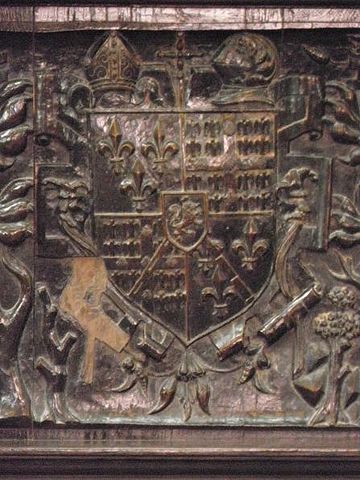 The coat of arms of Monseigneur François de Laval in Dol's Cathédrale Saint-Samson.