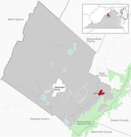 Location of Elkton within the Rockingham County