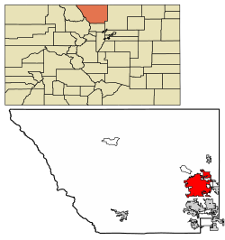 Location of Fort Collins in Larimer County, Colorado