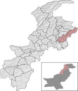 Mansehra District (red) in Khyber Pakhtunkhwa