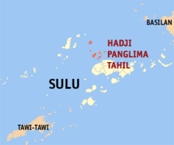 Map of Sulu with Hadji Panglima Tahil highlighted