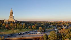 George Washington Masonic National Memorial with Washington, D.C. and Arlington in the distance, 2015