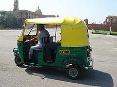 CNG green auto rickshaw in New Delhi