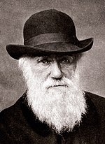 A black and white picture of Charles Darwin