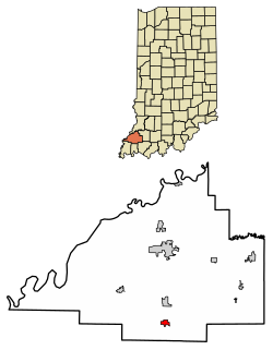 Location of Haubstadt in Gibson County, Indiana.