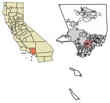 Location of Commerce in Los Angeles County, California.