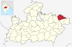 Location of Rewa district in Madhya Pradesh