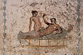 Erotic wall painting. North wall. Casa del Ristorante. Pompeii