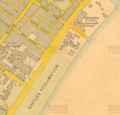 1932 Singapore survey map showing the location of Marlborough Cinema along Beach Road, highlighted in orange.