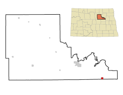 Location of Warwick, North Dakota