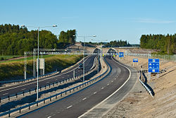 View of the E18 highway passing through Skinmo