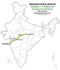 Garib Rath Express (Jabalpur–Mumbai) route map