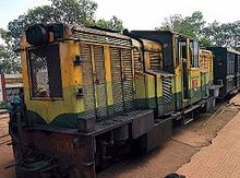 Yellow articulated diesel locomotive