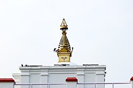 Close up view of the top of Mayadevi Temple.