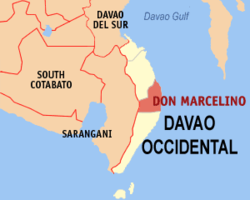 Map of Davao Occidental with Don Marcelino highlighted