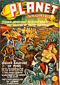 A 1939 magazine cover featuring "The Golden Amazons of Venus"