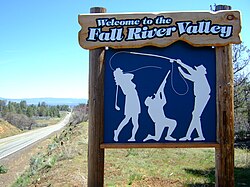 Sign welcoming visitors to Fall River Valley