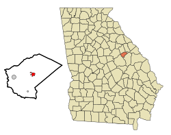 Location in Glascock County and the state of Georgia