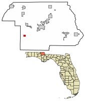 Location of Alford in Jackson County, Florida.