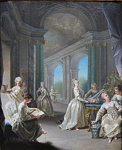 Rococo Ionic columns in Vierges modernes, painted by Jean Raoux, 1728, oil on canvas, Palais des Beaux-Arts de Lille, Lille, France