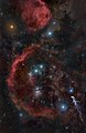 Barnard's Loop seen against the major stars and nebula of Orion