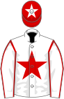 White, red star and seams on sleeves, red cap, white star