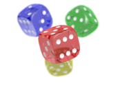 Four transparent dices