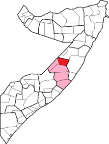Location of Adado District within the Galguduud region.