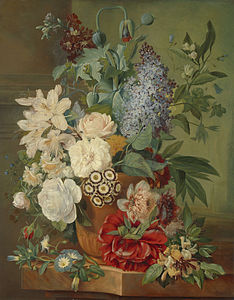Flowers in a Terracotta Vase (c. 1810–1824) started by Albertus Jonas Brandt and finished by Eelkema after Brandt's death in 1821