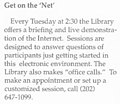 Image 161997 advertisement in State Magazine by the US State Department Library for sessions introducing the then-unfamiliar Web (from History of the World Wide Web)